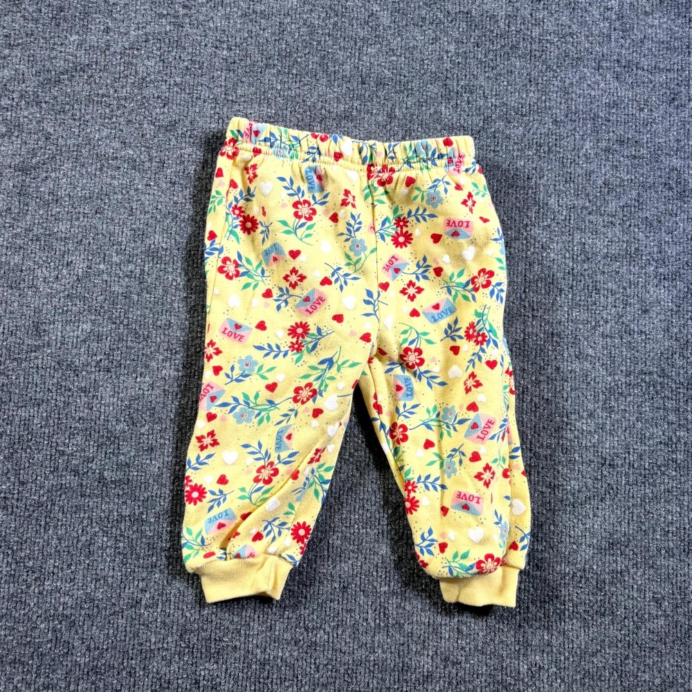 Honors Sweatpant Infant 18M Yellow Cotton Fleece Floral All-Over Print Jogger